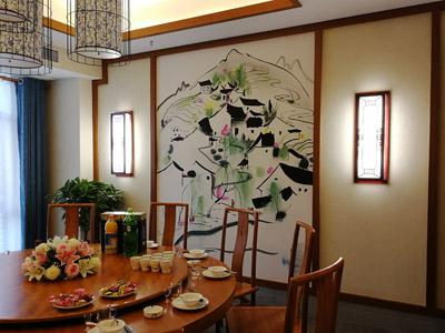 合肥茶博城徽潤(rùn)山莊新中式壁畫